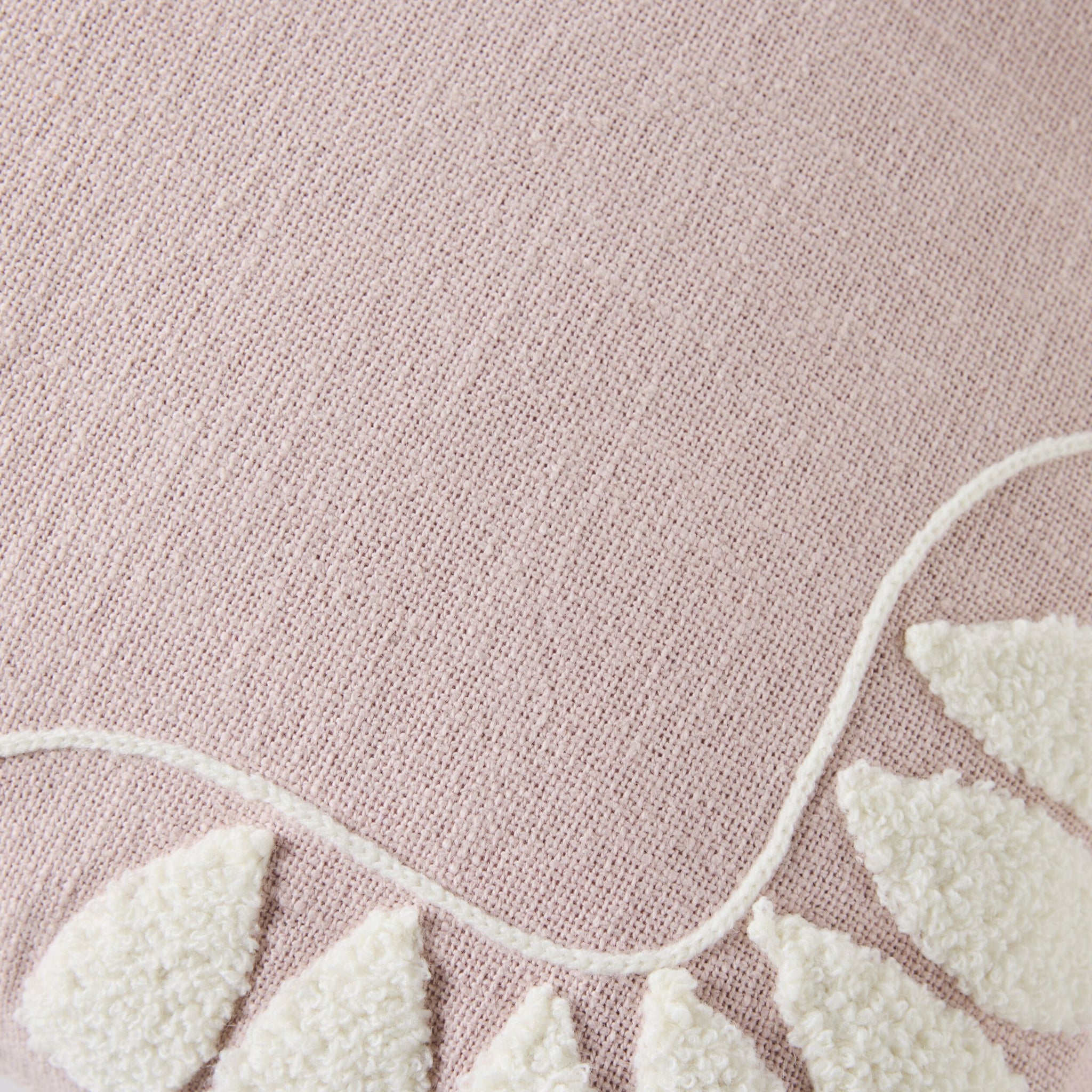 Erin Embroidered Slub Cotton Cushion Mauve 50x50cm