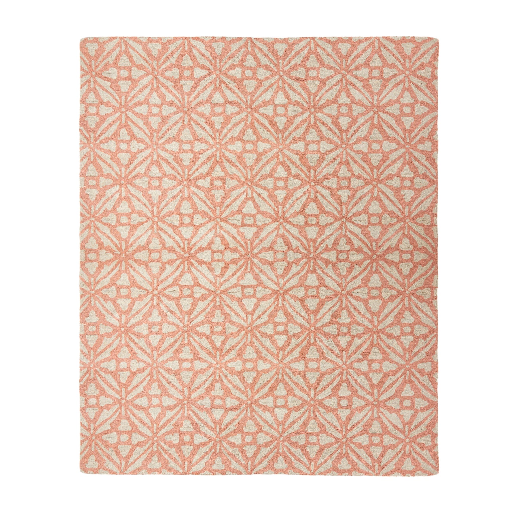 Casablanca Tile Hand Tufted Wool Blend Blush Rug 300x240cm
