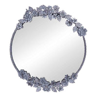 Roselee Round Floral Silver Mirror 70x60.5cm