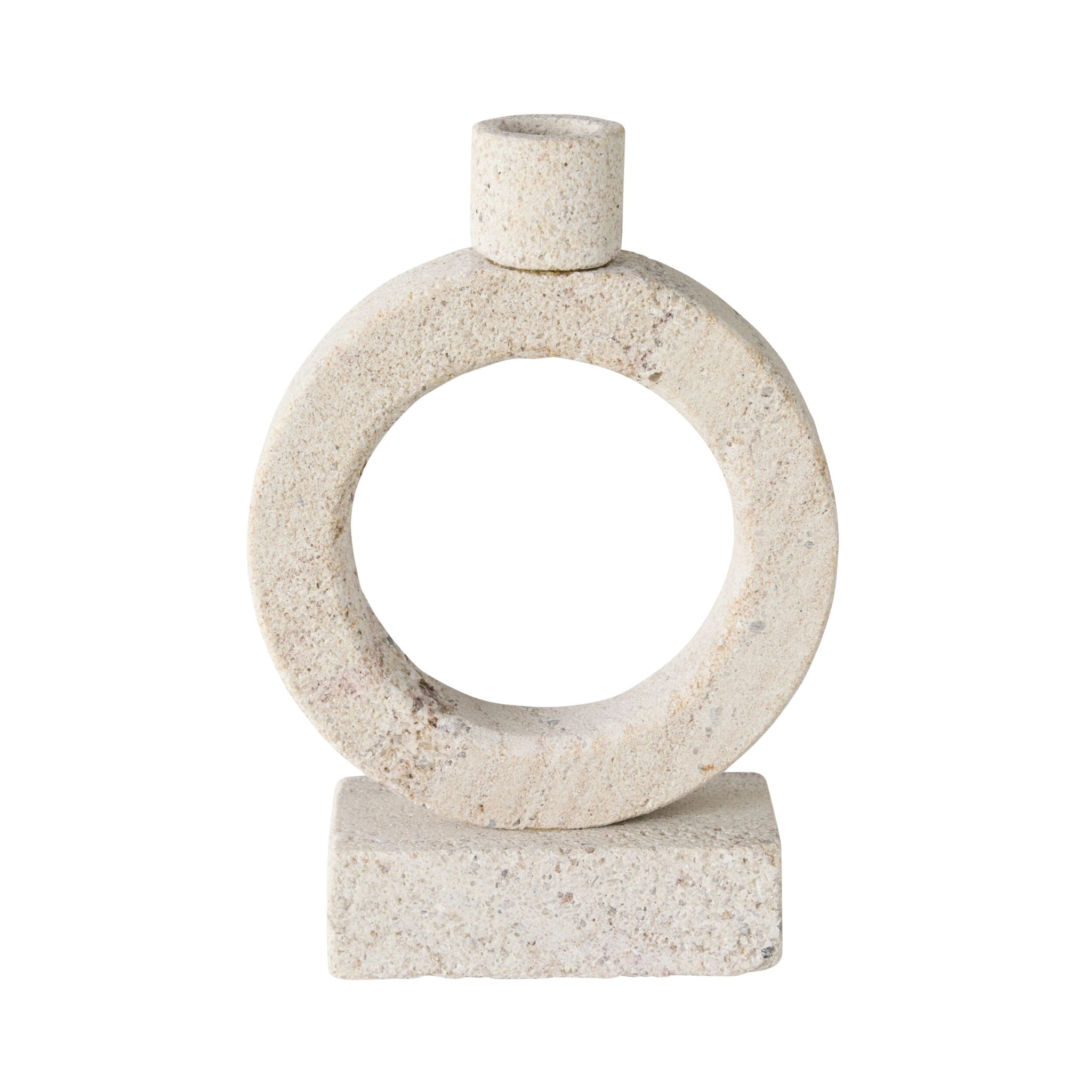 Beige Marble Orb Candle Holder Medium