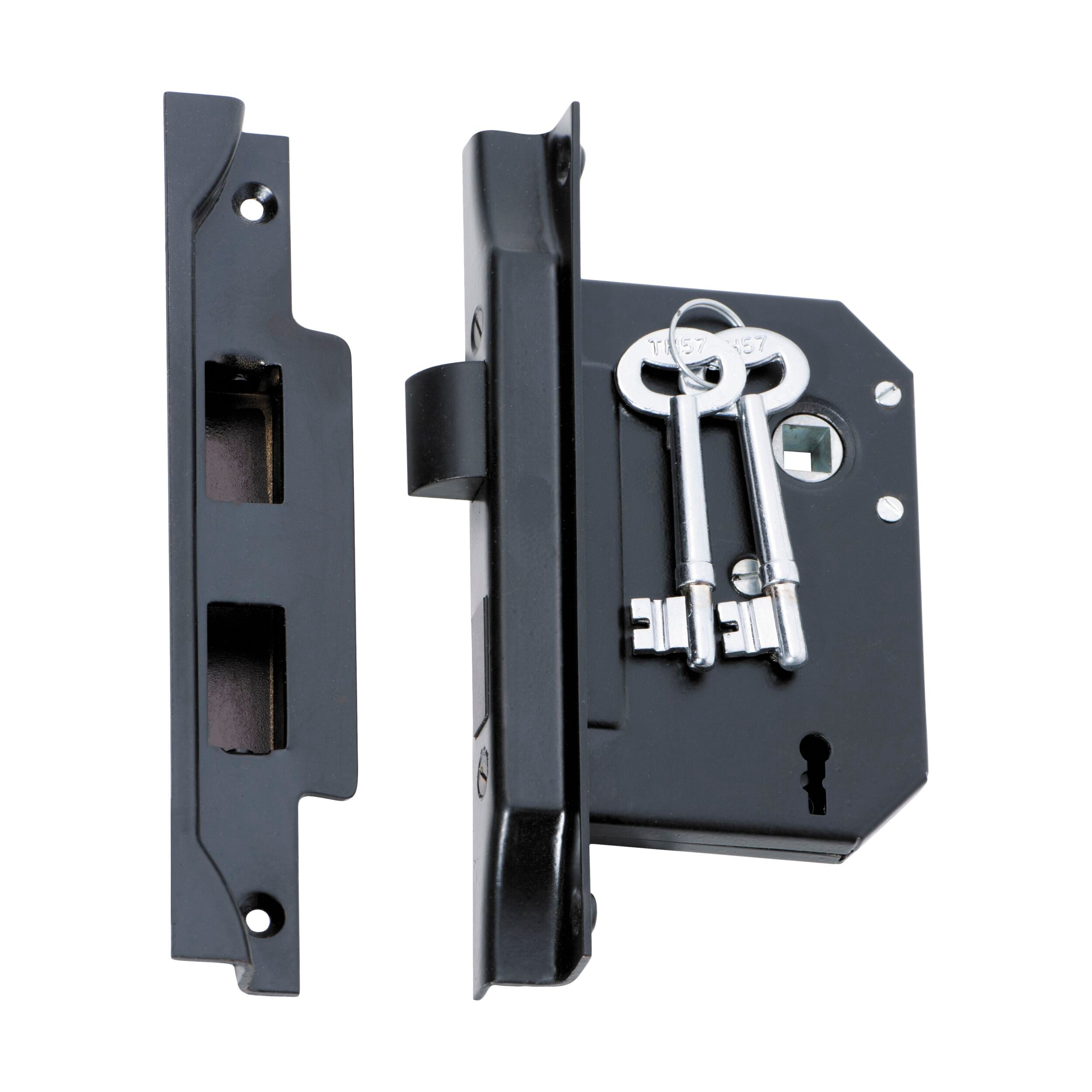 2265 Mortice Lock 3 Lever Rebated Matte Black CTC57mm Backset 57mm