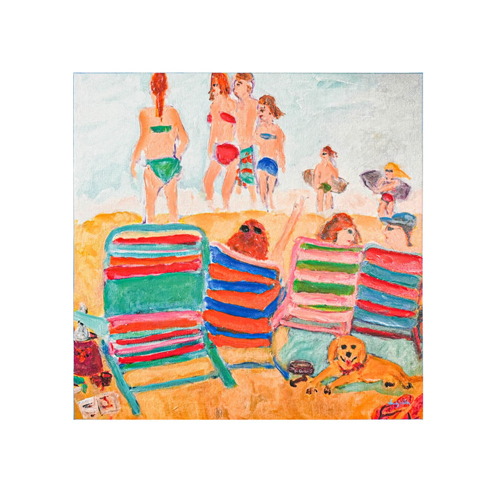 Bathing Ladies II Textured Framed Artwork 70x70cm