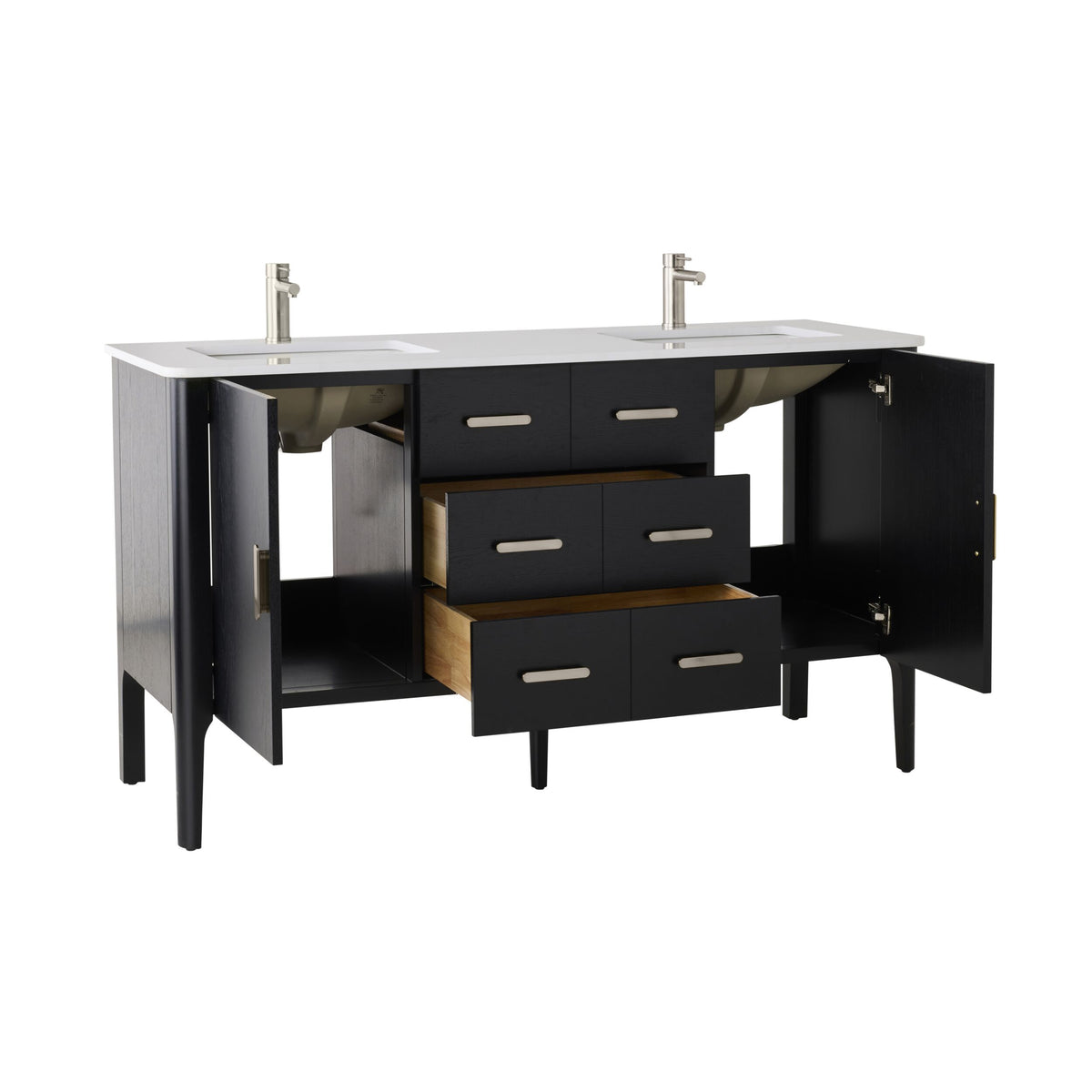 Odin Double Vanity Black Oak 1550mm