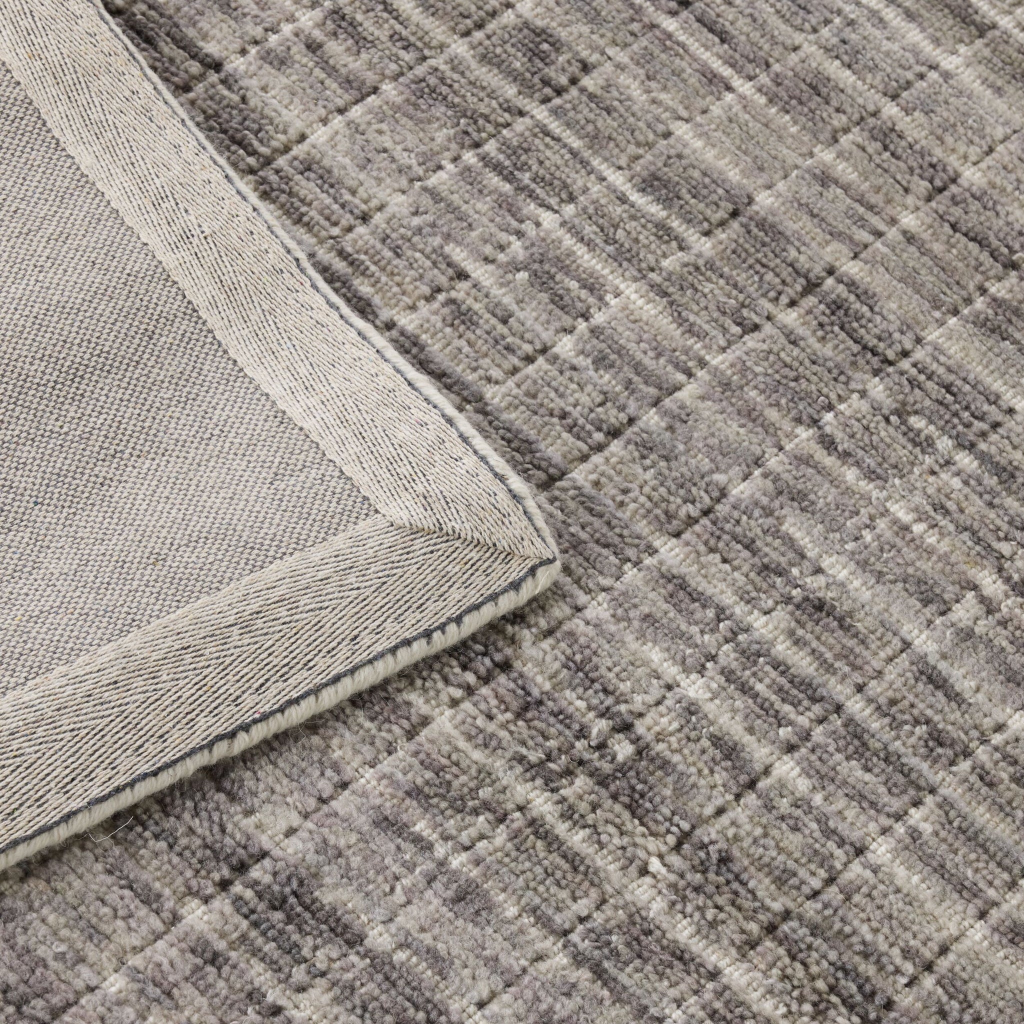 Charcoal Grid Handloom NZ Wool Rug 150x240cm
