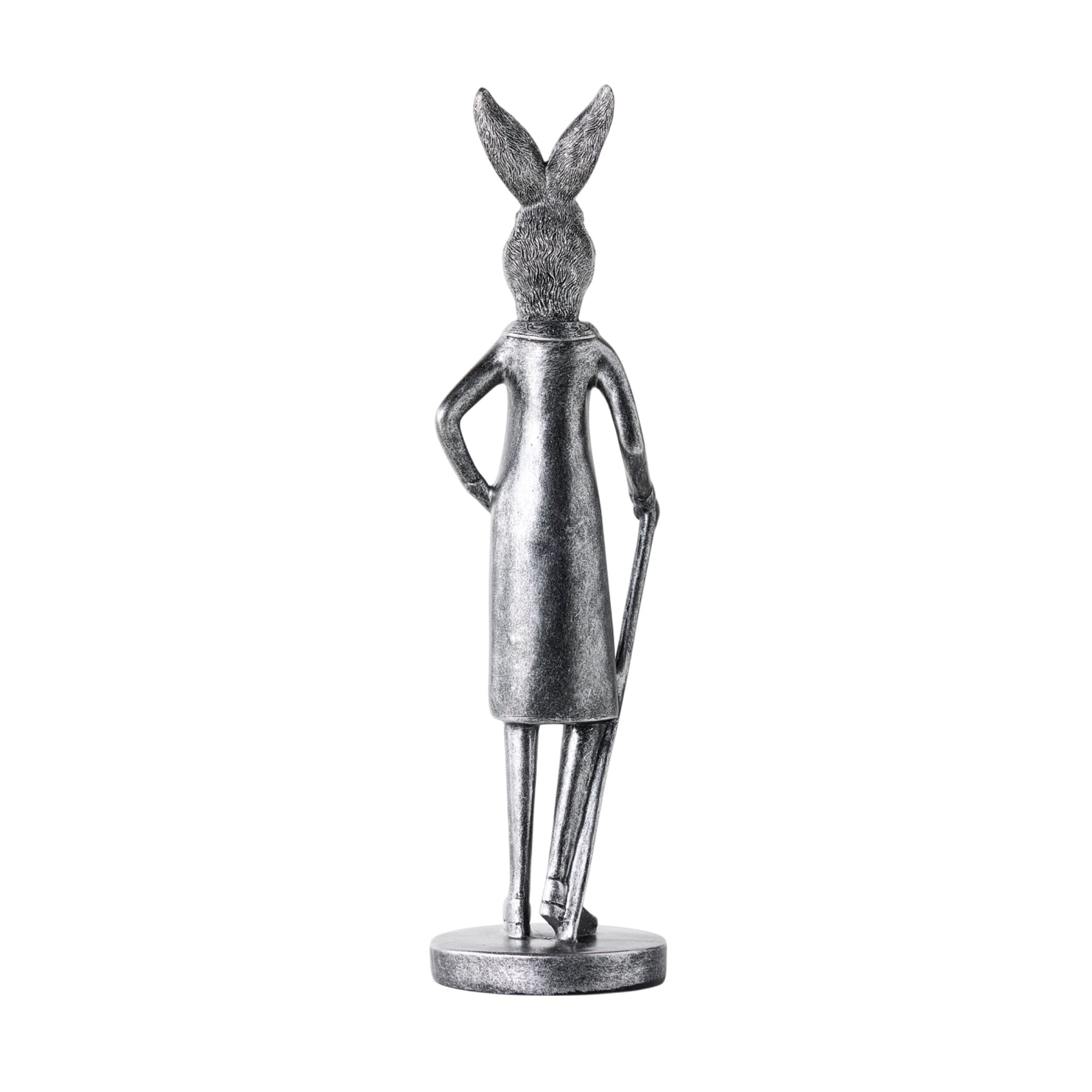 Dapper Rabbit Statue Pewter 10x10x35cm