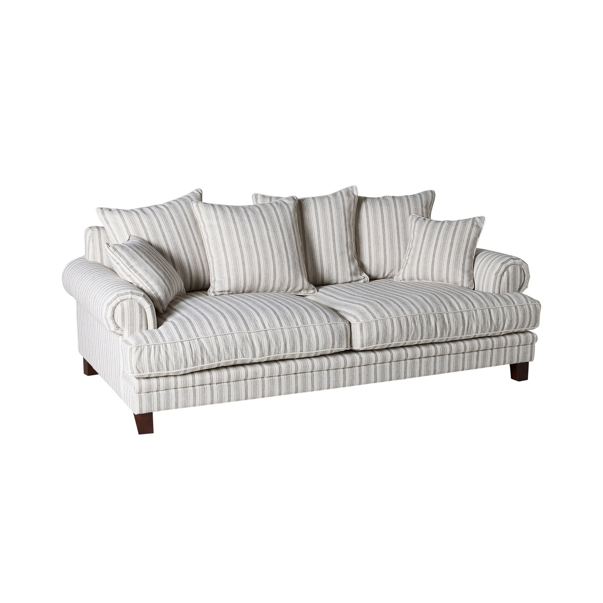 Lisette 3.5 Seater Deep Sofa Linen Stripe