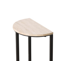 Travertine Half Moon Side Table With Black Frame 48x25x44cm