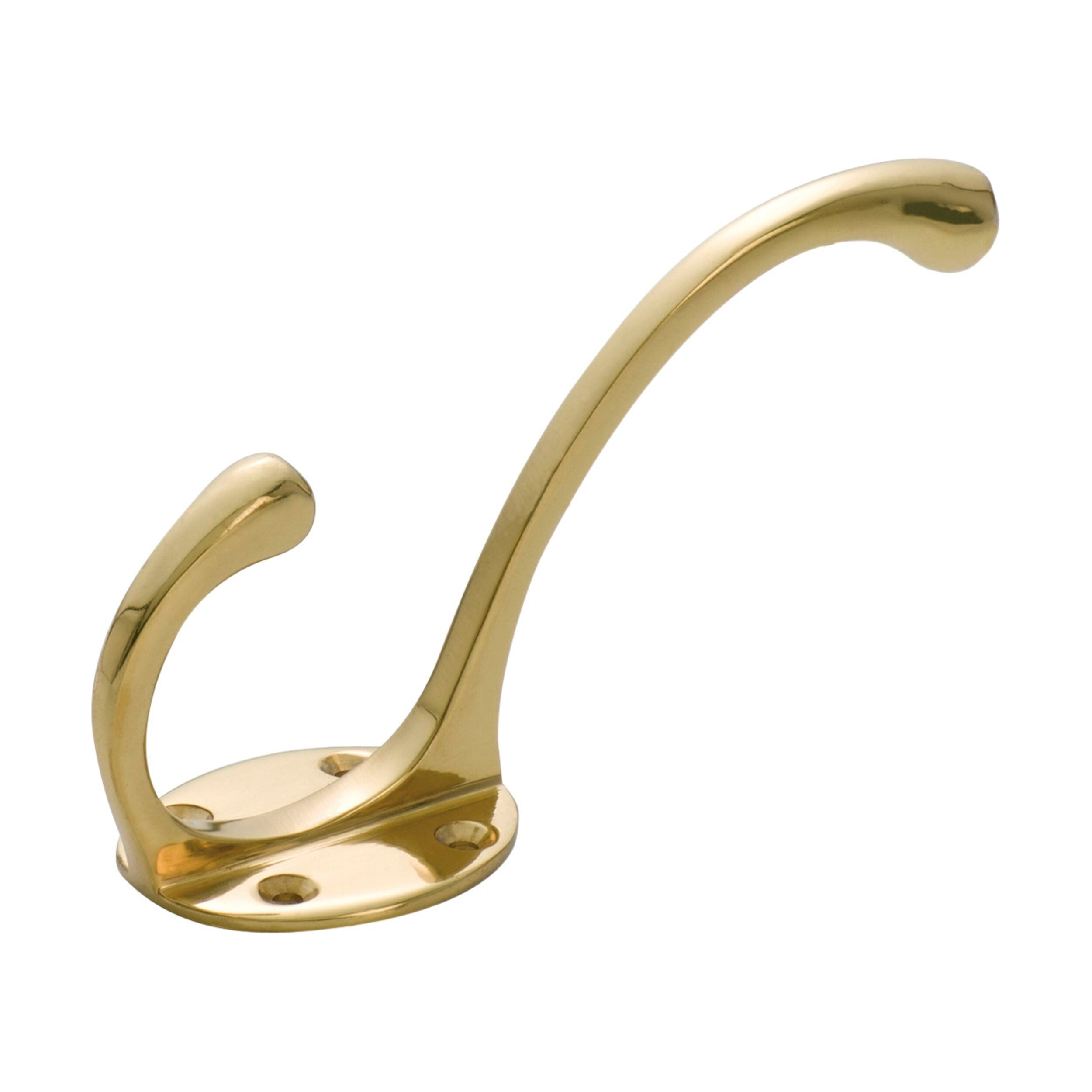 3920 Hat & Coat Hook Victorian Large Polished Brass H125xP70mm