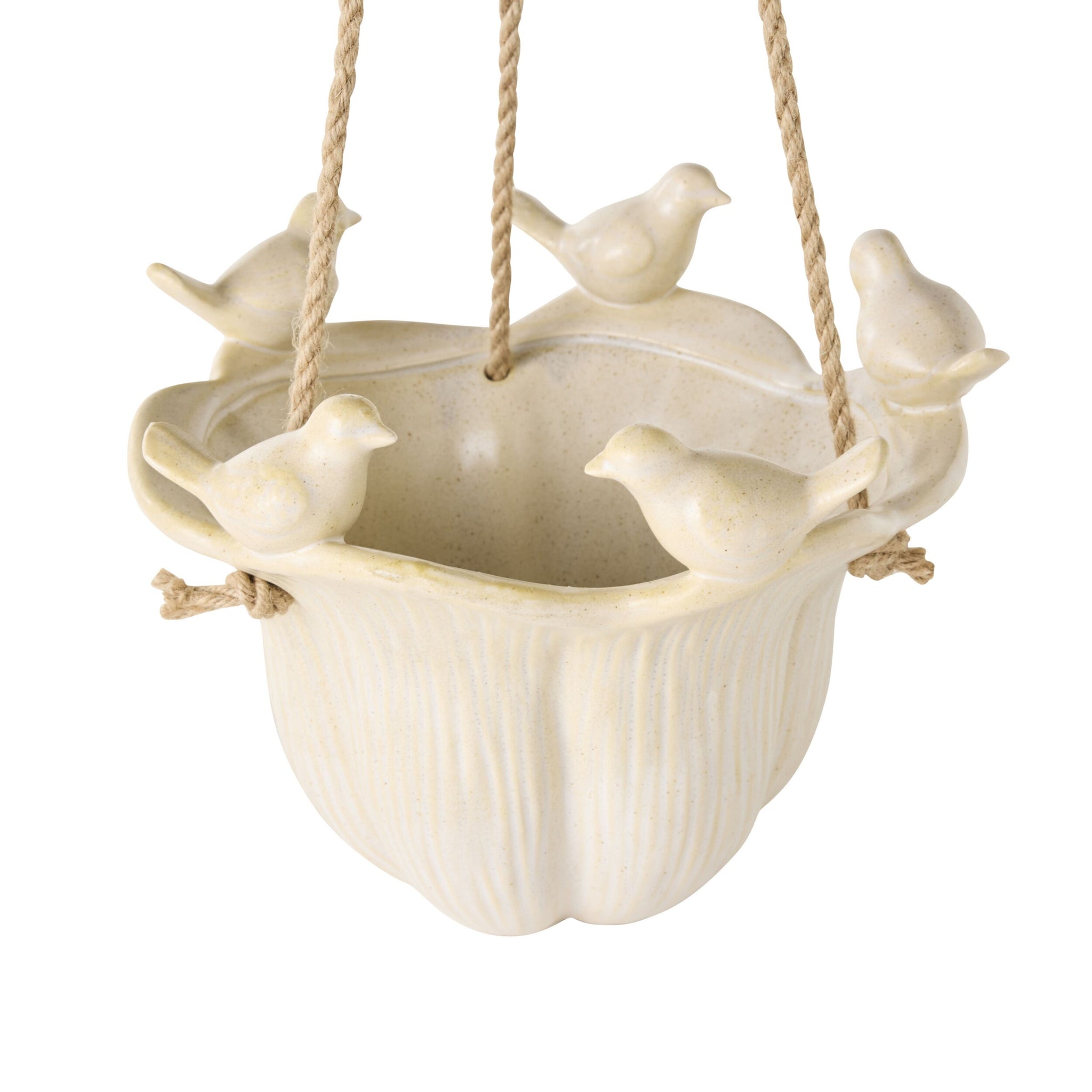 Chirping Birds Ceramic Hanging Pot