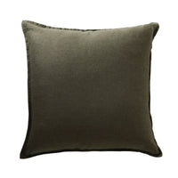Hamptons French Linen Cushion Dark Olive Green 50x50cm