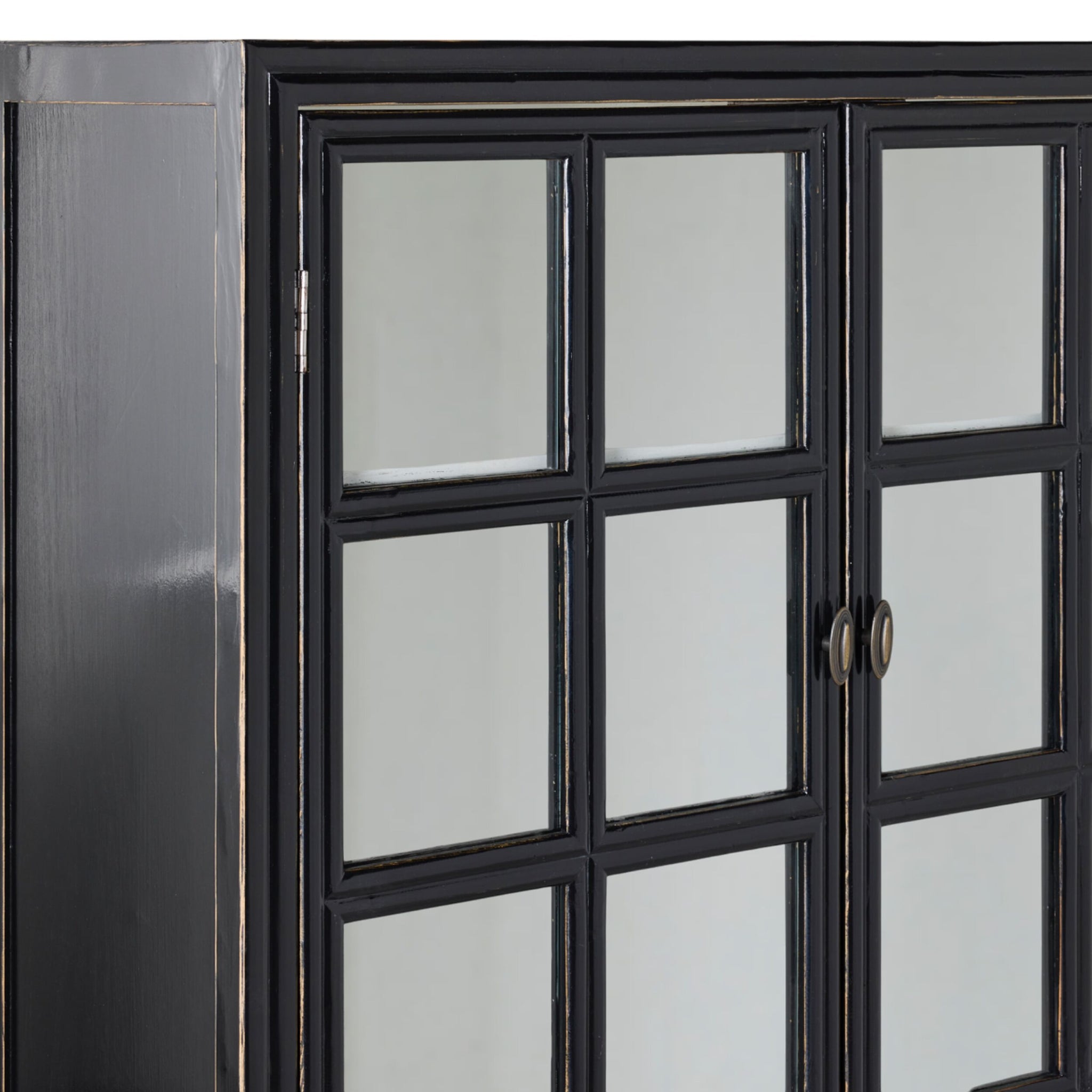 Sansha 2 Door & 2 Drawer Display Cabinet Black & White