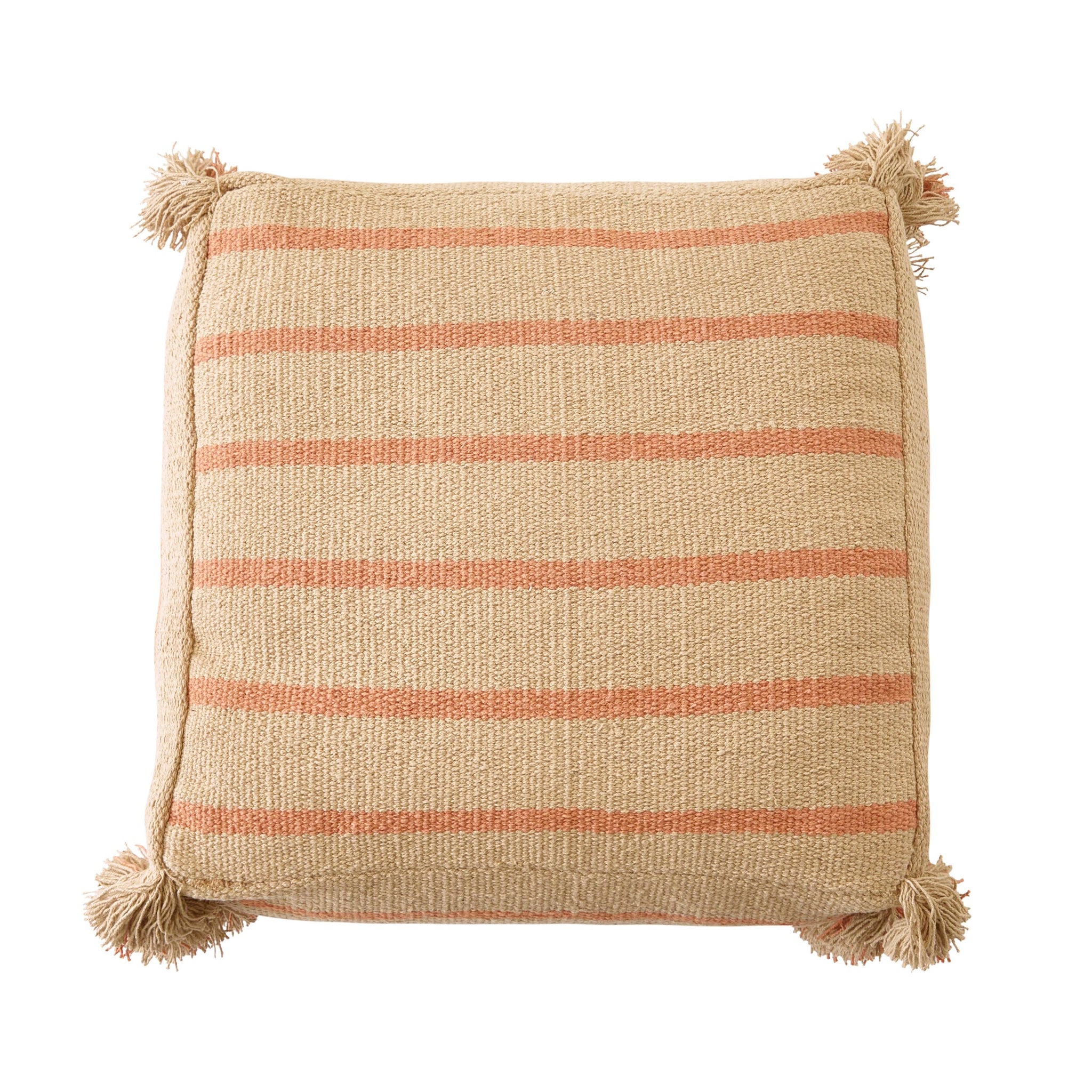 Arizona Square Fringed Pouf Natural