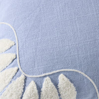 Erin Embroidered Slub Cotton Cushion Blue 50x50cm
