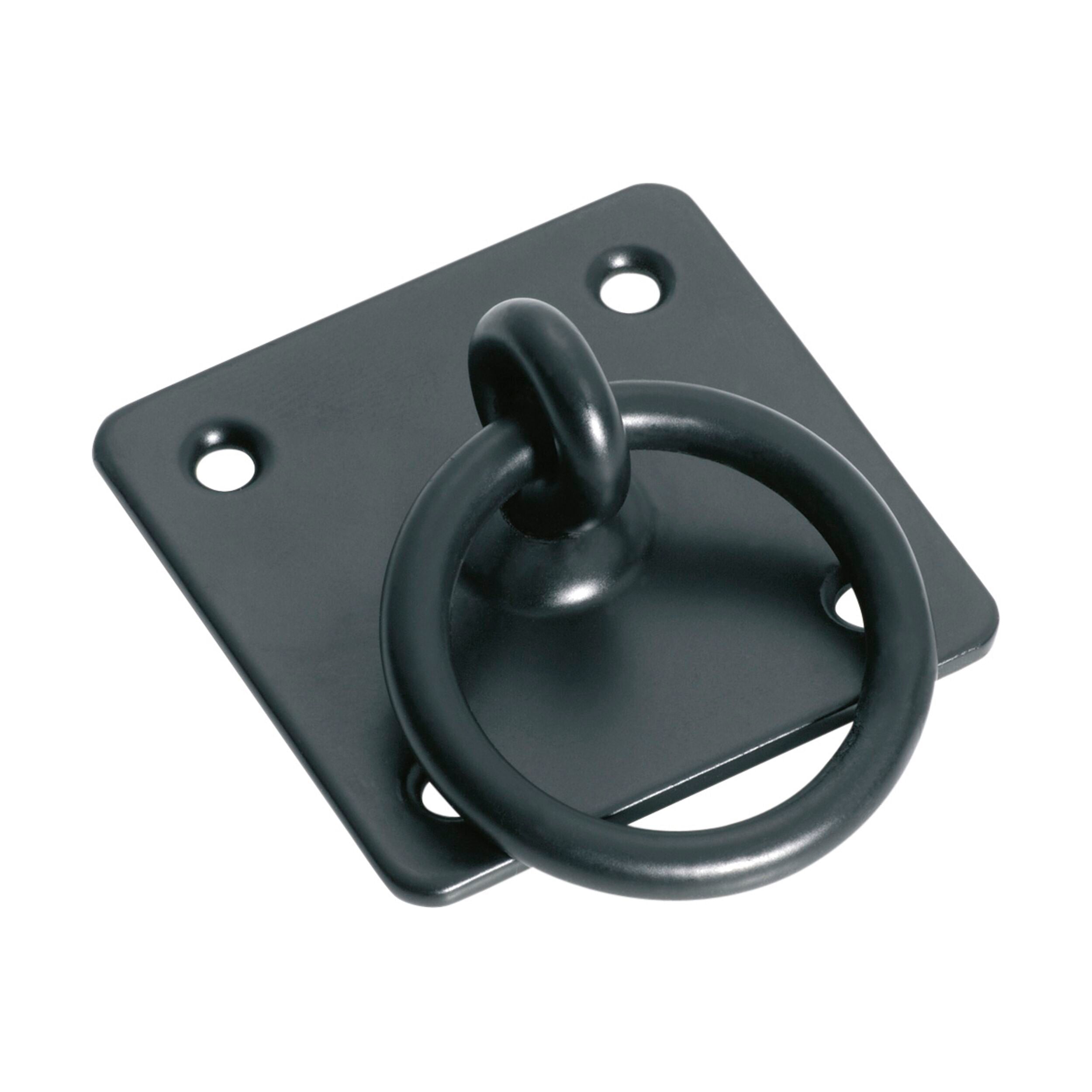 3640 Cabinet Pull Handle Iron Square Ring Pull Matte Black Backplate H50xW50mm