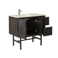 Ezra Single Bathroom Vanity Mahogany with Stone Top 910mm Package