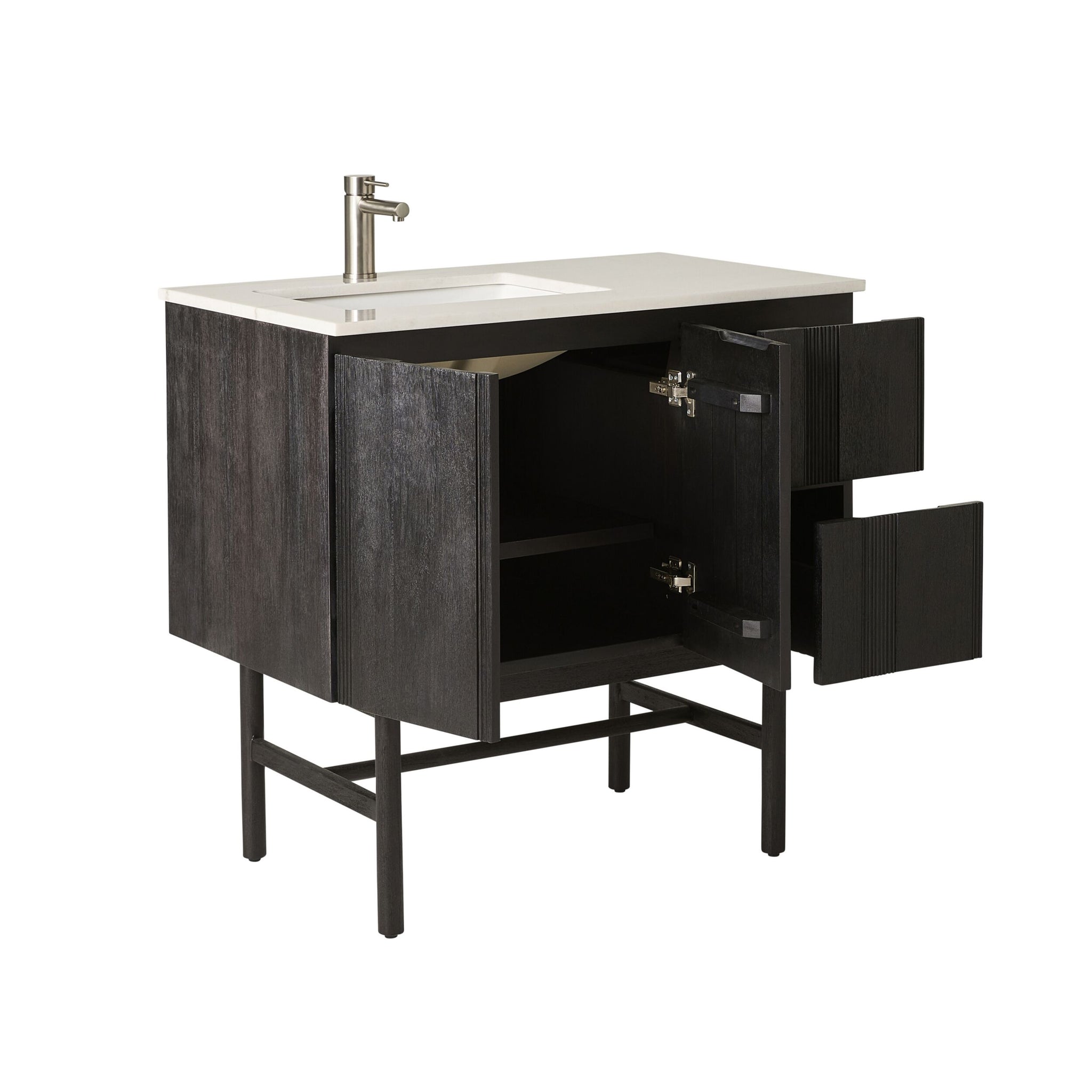 Ezra Single Bathroom Vanity Mahogany with Stone Top 910mm Package