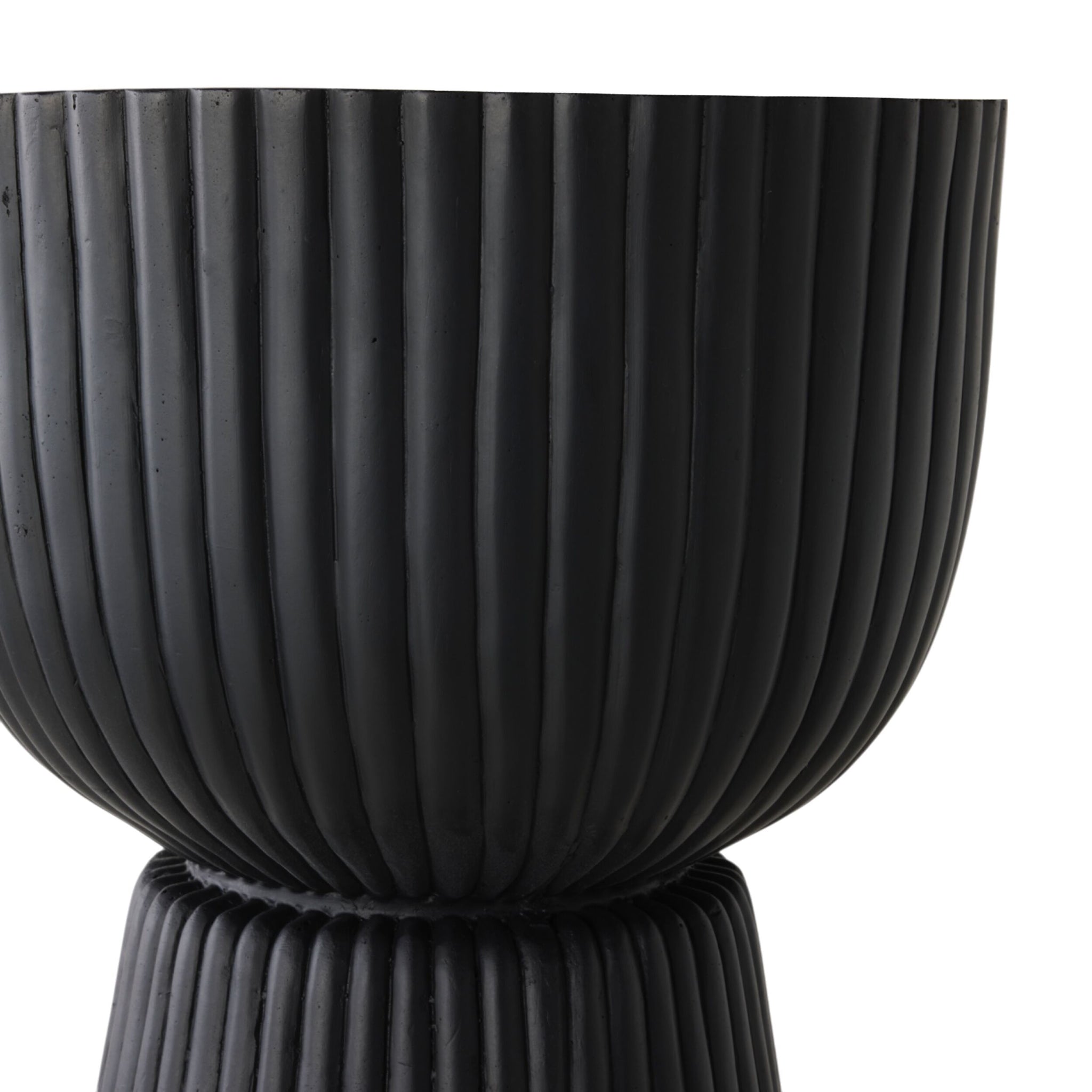 Ribbed Pedestal Urn Black 39.5x39.5x54cm