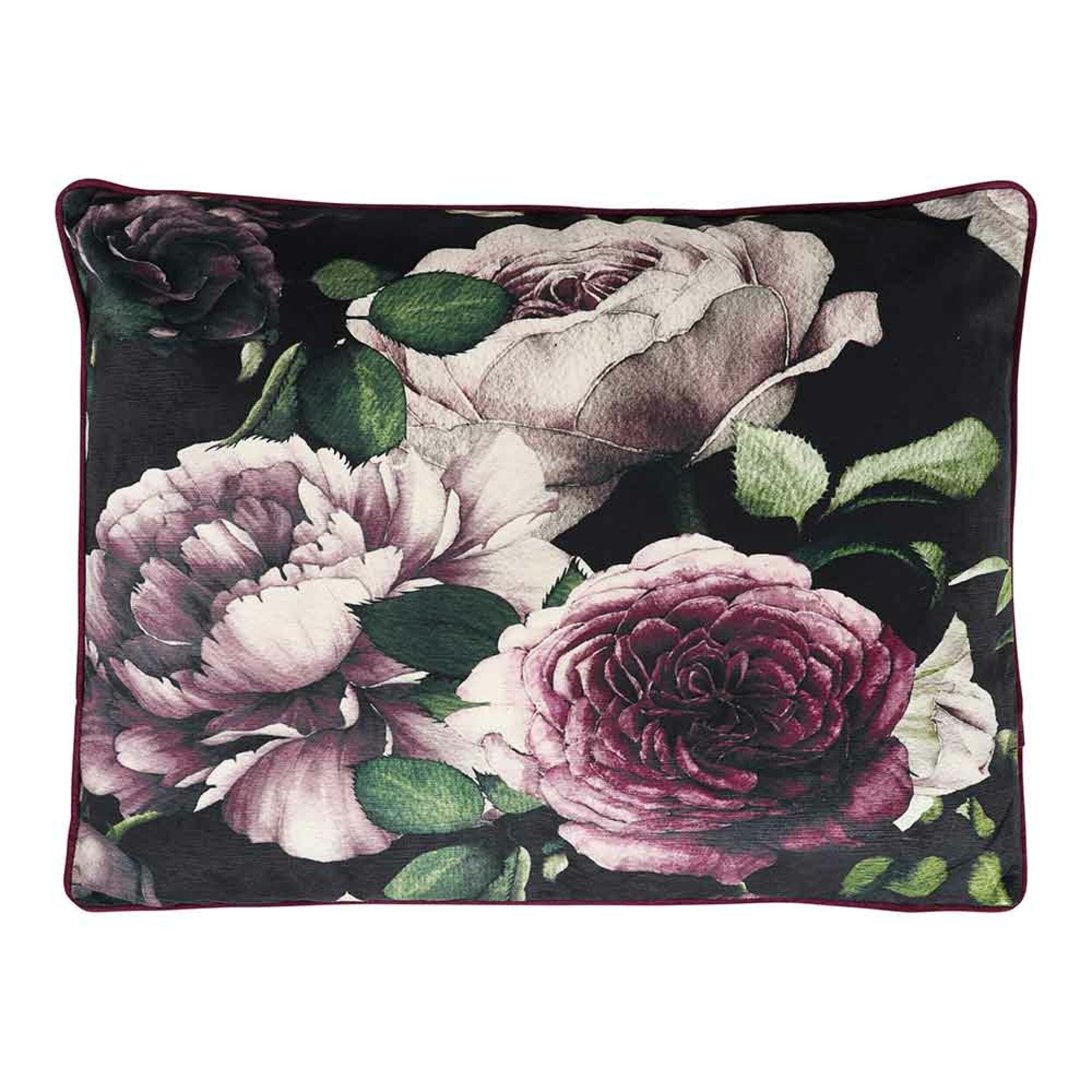 Cuscino Purple Rose Black Cushion 45x60Cm