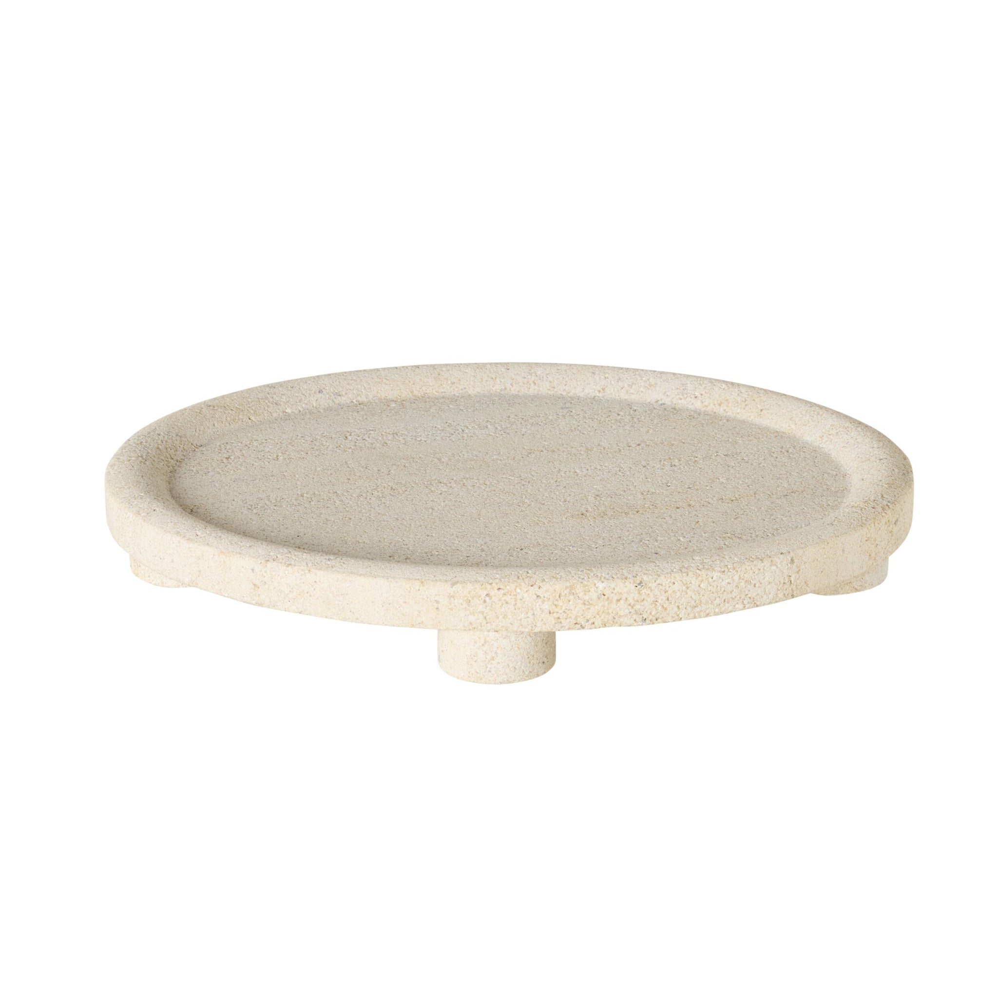 Beige Marble Round Footed Platter