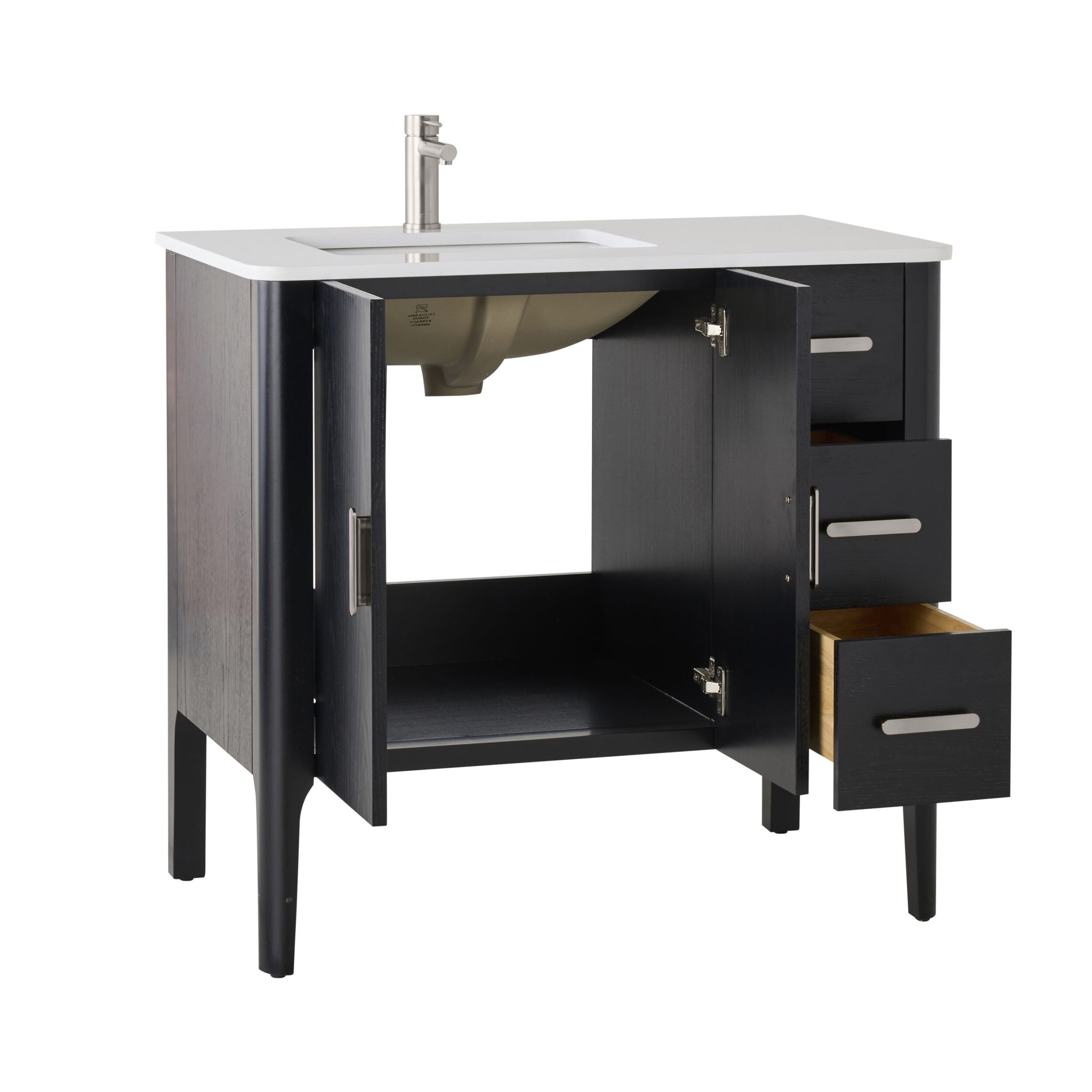 Odin Single Vanity Black Oak 940mm