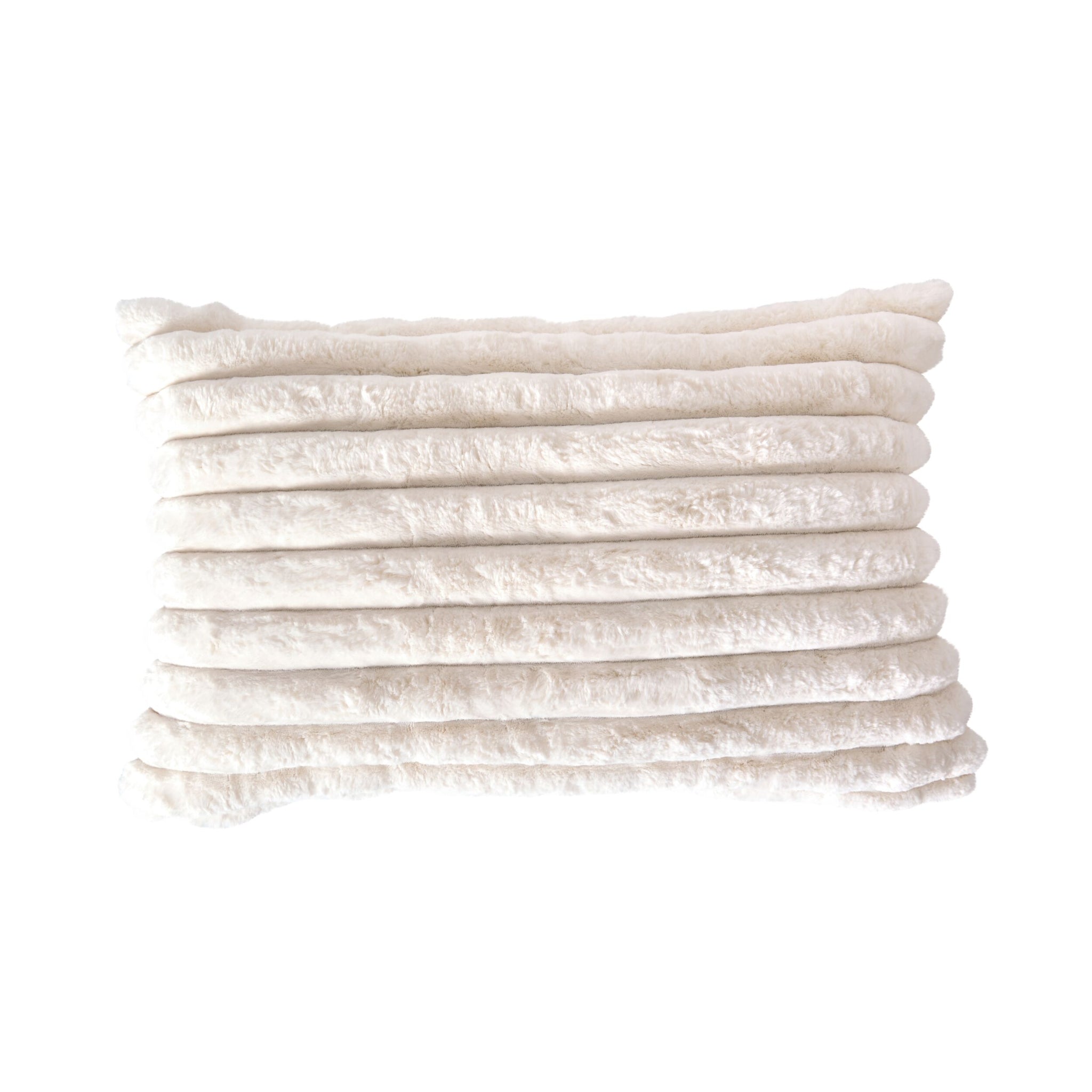 Luxe Rib Faux Fur Cushion Antique White 55x35cm