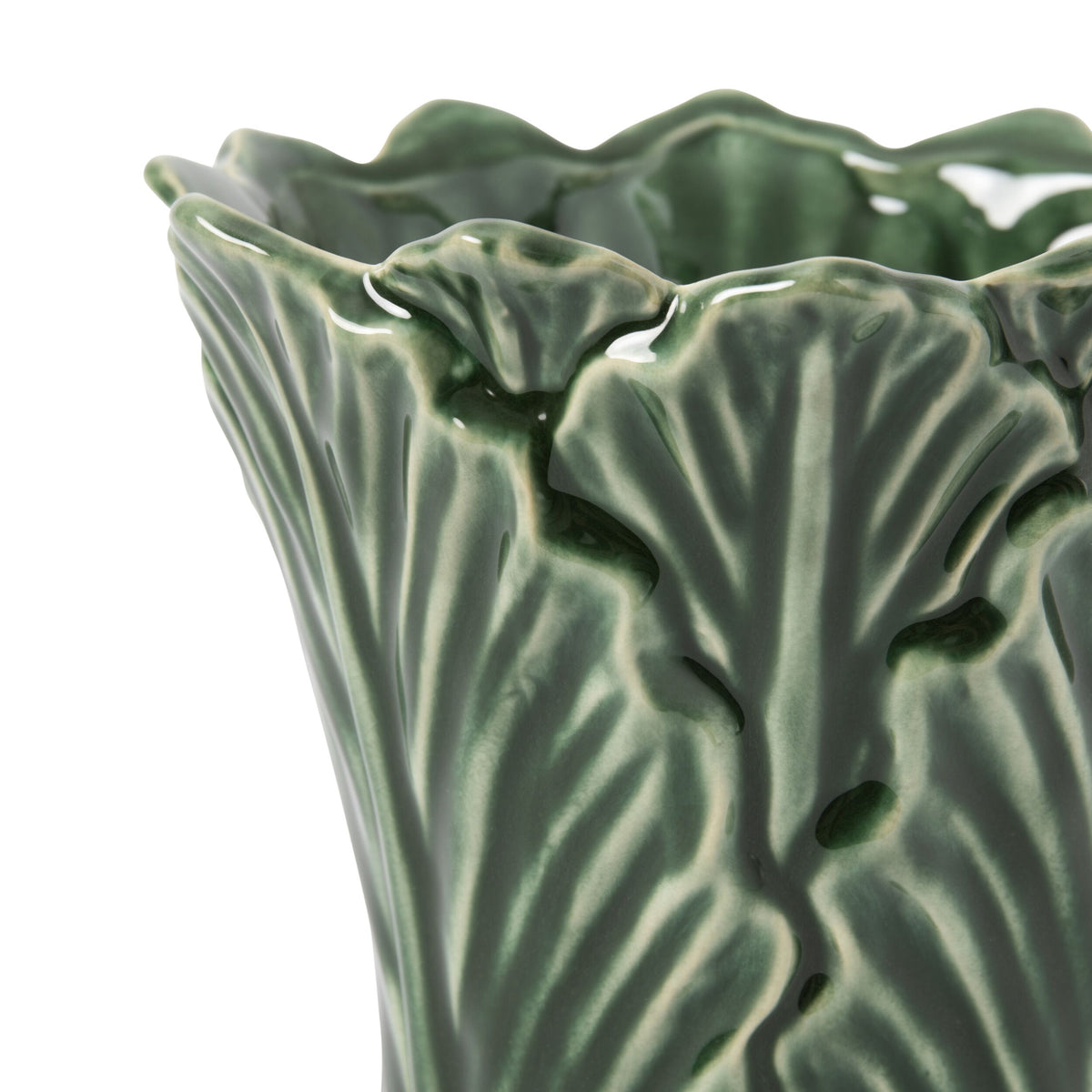 Valencia Cabbage Leaf Ceramic Plant Pot Medium Green