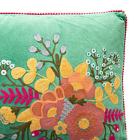 Stitch Flower Meadow Cushion Green 60x40cm