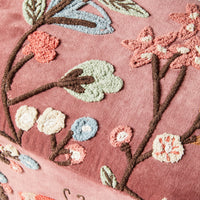 Freya Embroidered Ottoman Rose Pink Velvet