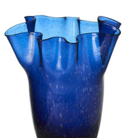 Wavy Glass Vase Sapphire Large