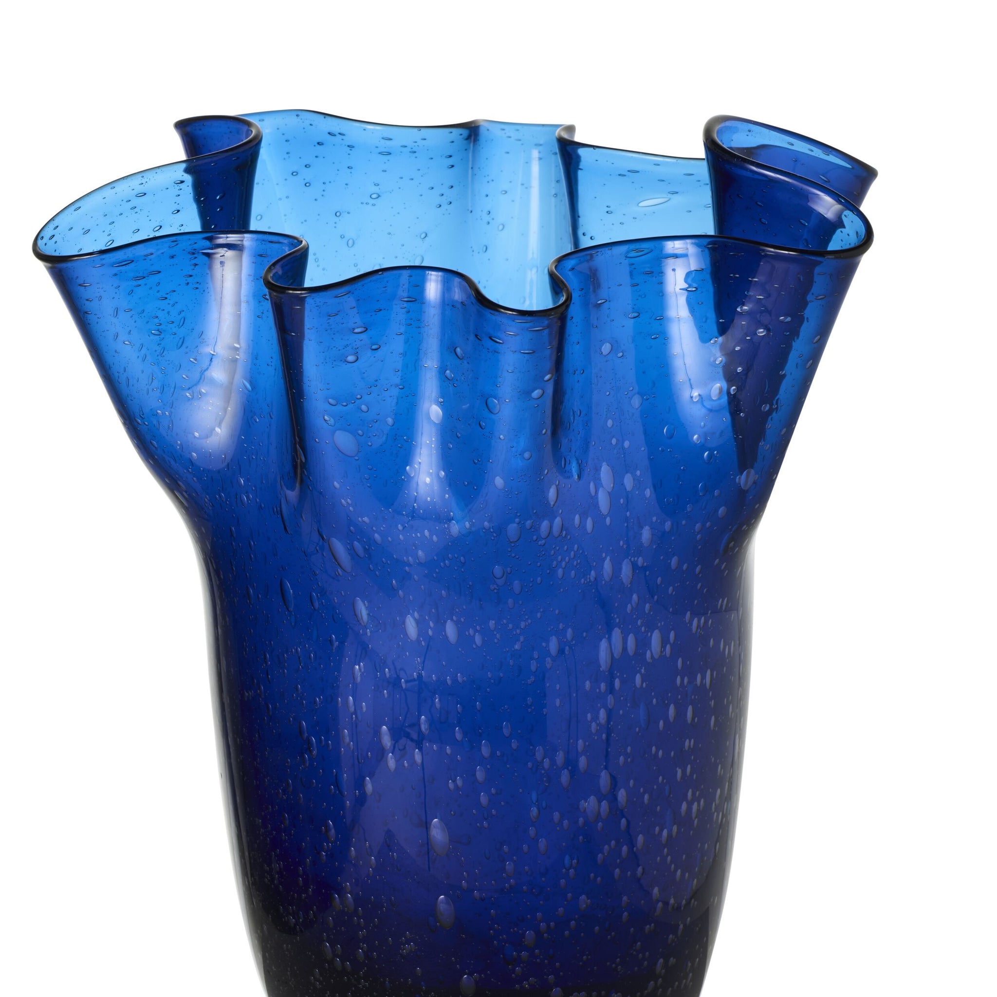 Wavy Glass Vase Sapphire Large