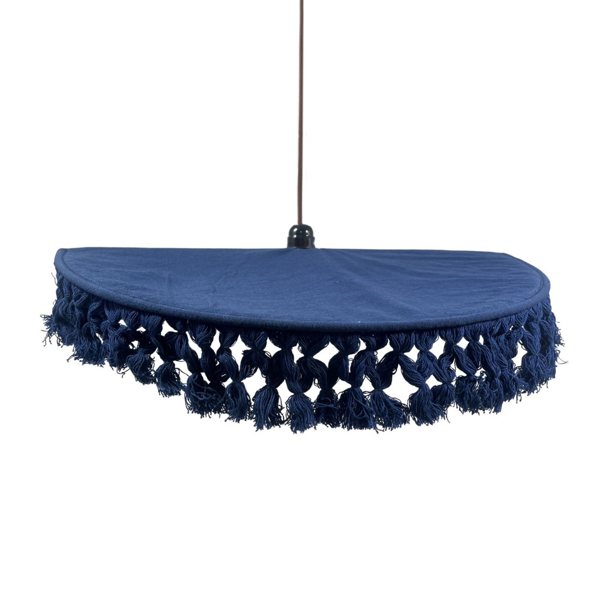 Fiesta Fringed Cotton Pendant Blue 75cm - SHADE ONLY