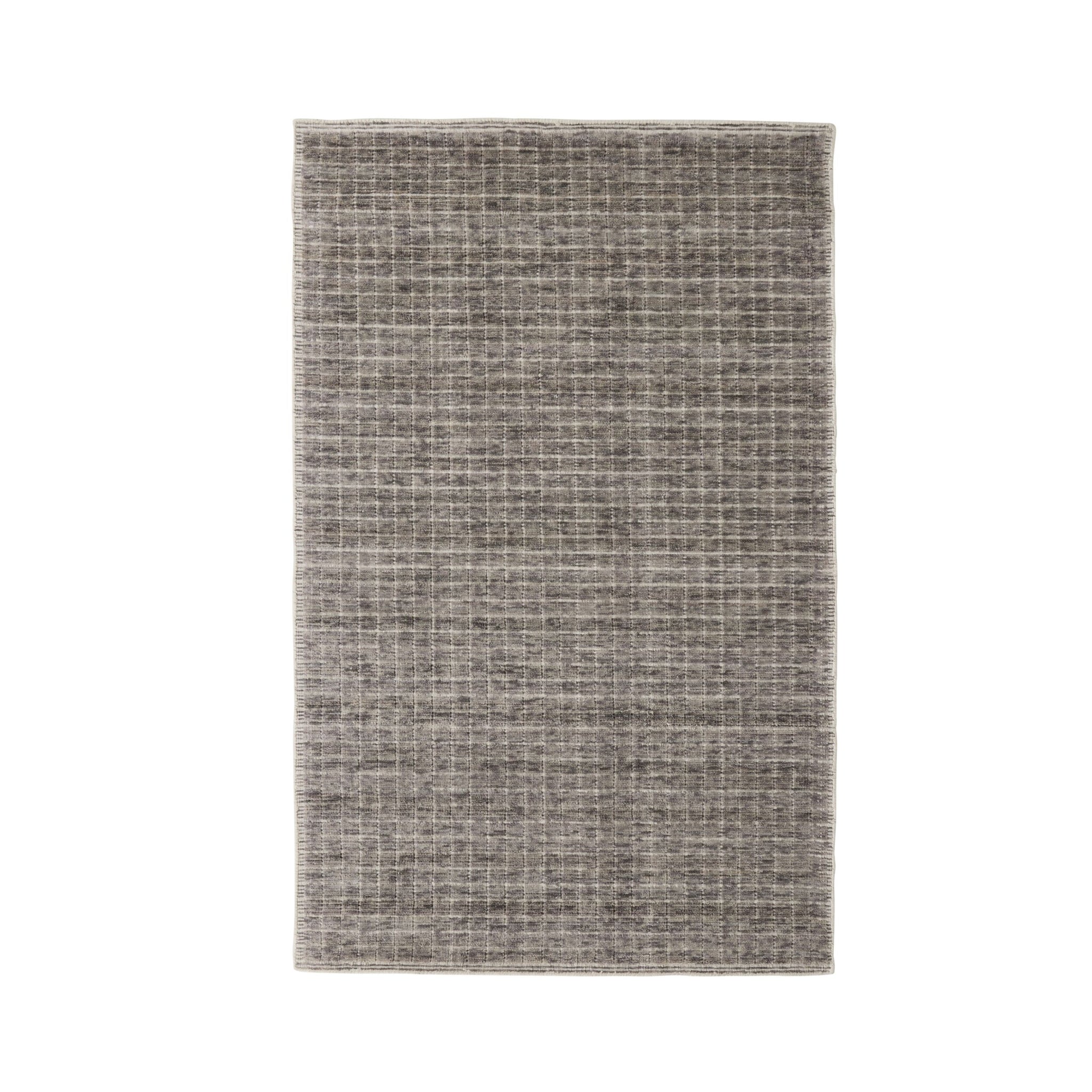 Charcoal Grid Handloom NZ Wool Rug 150x240cm