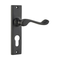 9616E Door Lever Fremantle Euro Pair Matte Black H150xW35xP50mm