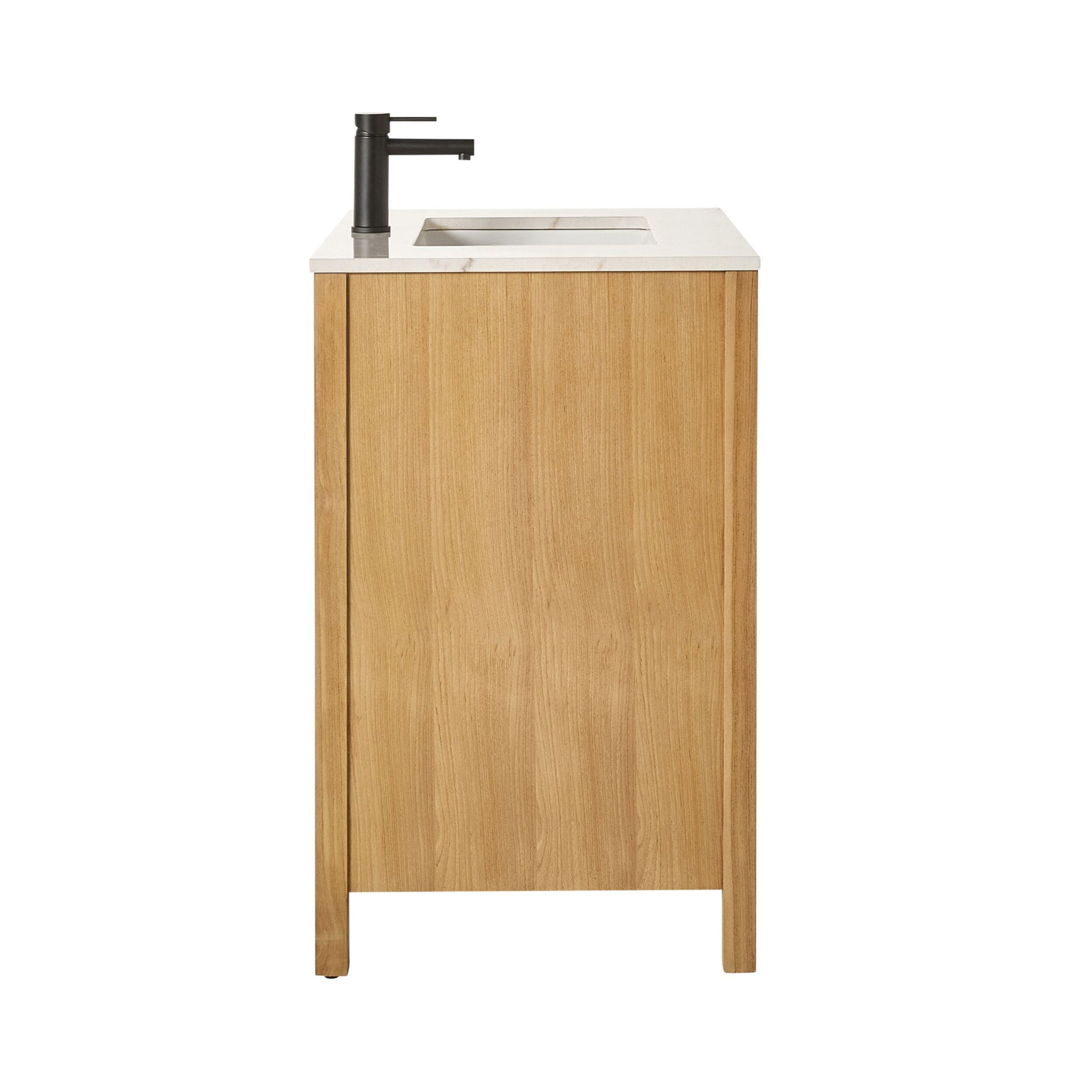 Oliver Single Bathroom Vanity Teak with Stone Top 760mm Package
