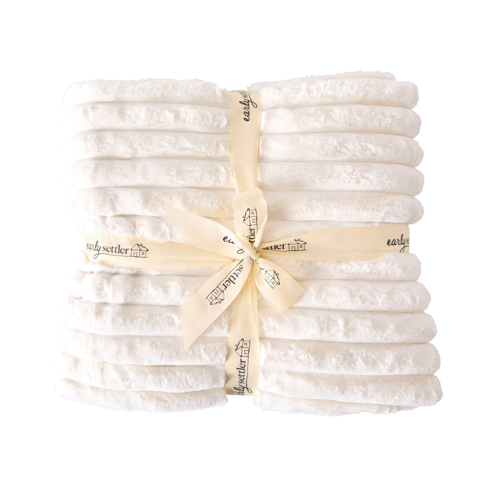 Luxe Rib Faux Fur Blanket Antique White 150x200cm
