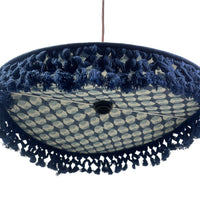 Fiesta Fringed Cotton Pendant Blue 75cm - SHADE ONLY