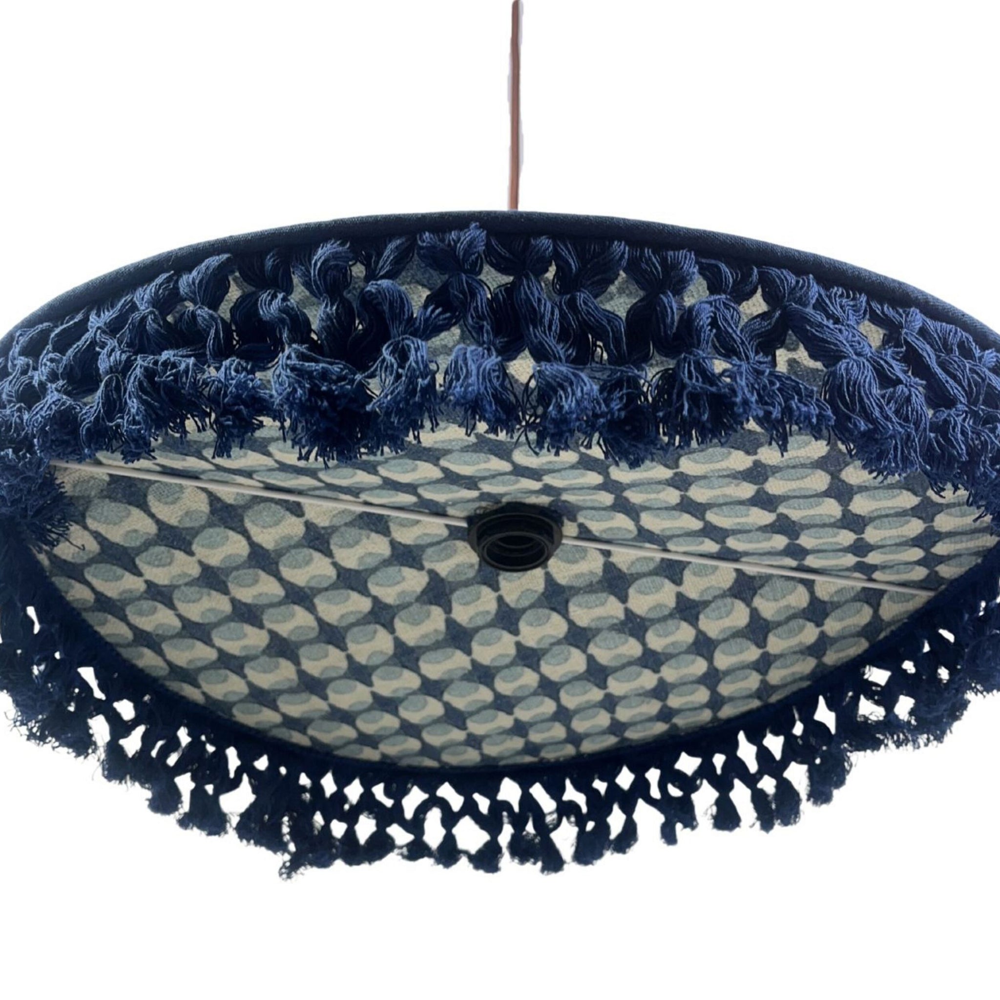 Fiesta Fringed Cotton Pendant Blue 75cm - SHADE ONLY
