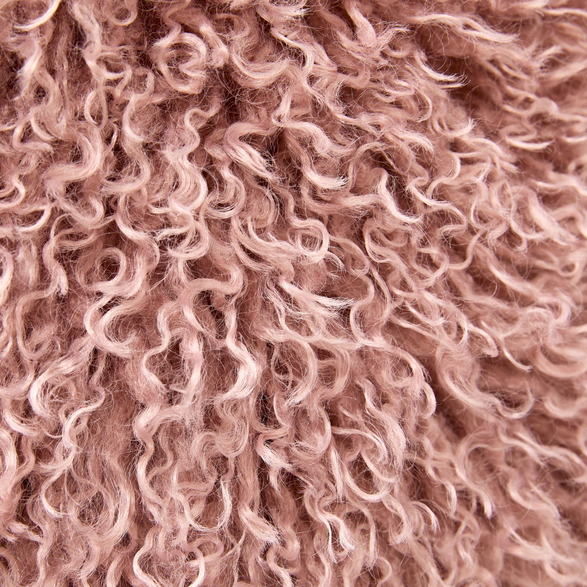Faux Mongolian Fur and Velvet Cushion Rose Smoke 45x45cm