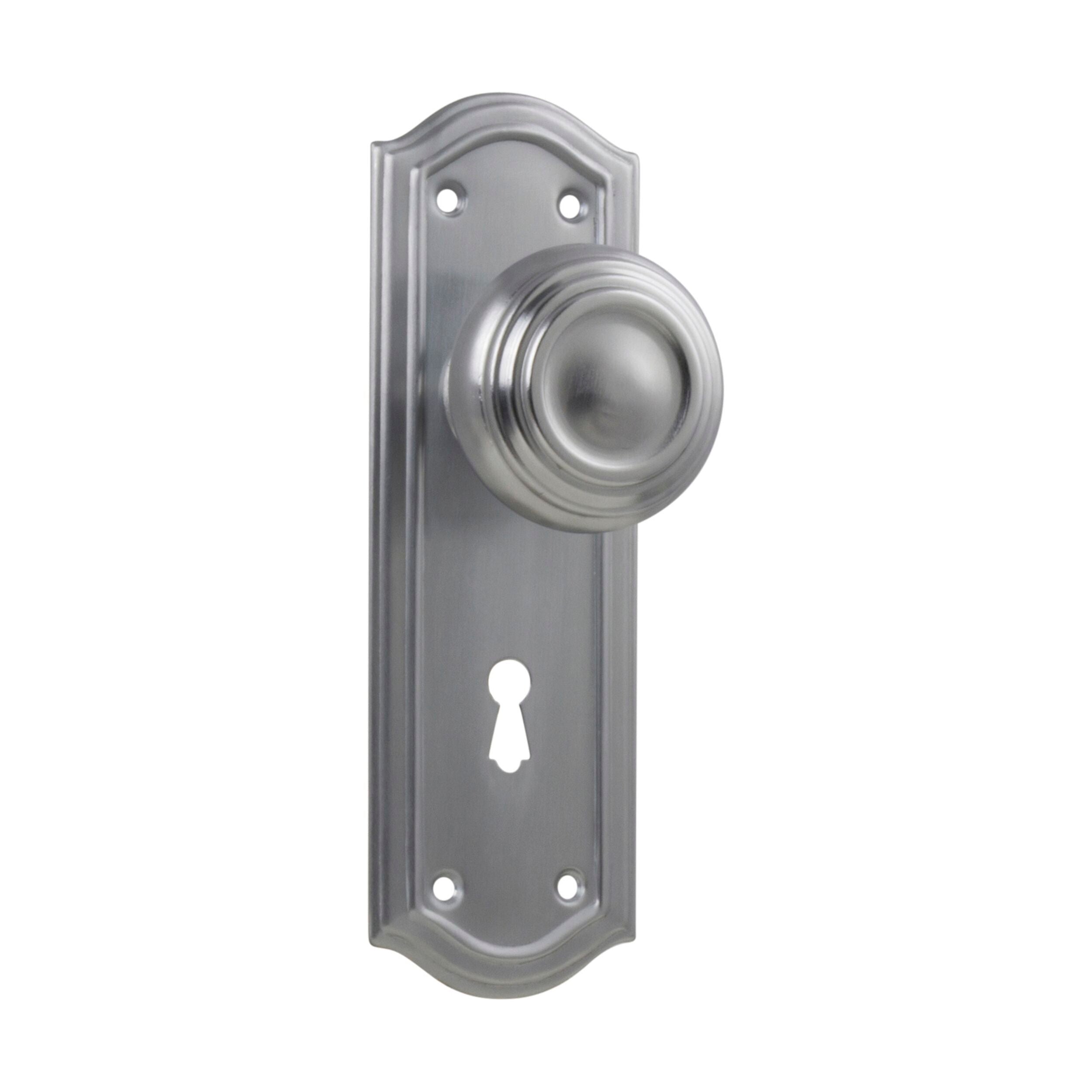 0873 Door Knob Kensington Lock Pair Satin Chrome H175xP57xW58mm