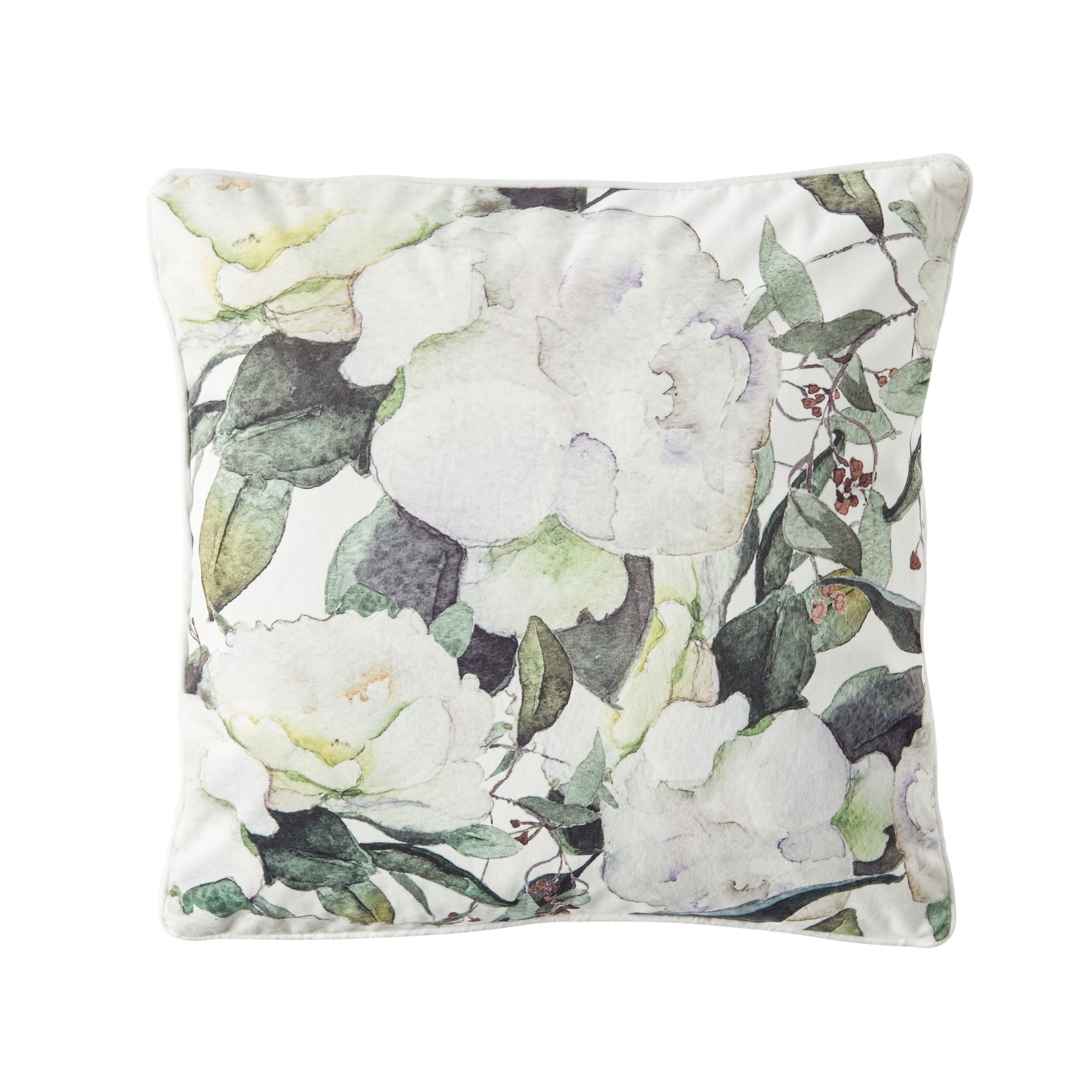 Velvet White Flower Cushion 45x45cm