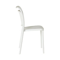 The Frankie Dining Chair White, made of polypropylene, is shown in profile against a plain white background.