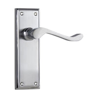 1096 Door Lever Camden Latch Pair Satin Chrome Polished Edge H152xW50xP60mm