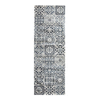 Carrelage Tile Hand Woven Soft Grey And Blue Rug Runner 200x70cm