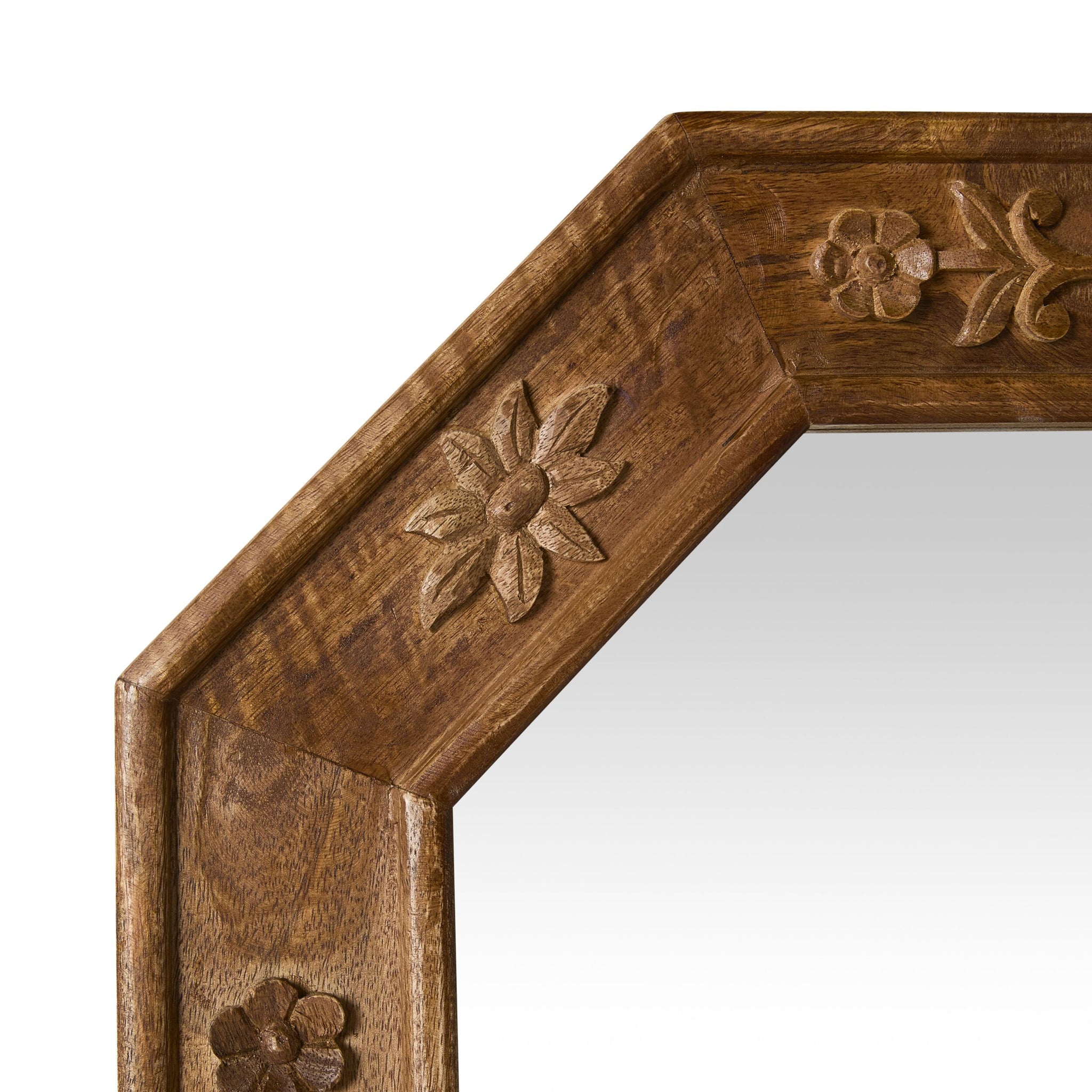 Santiago Flora Emboss Wooden Wall Mirror 76cm