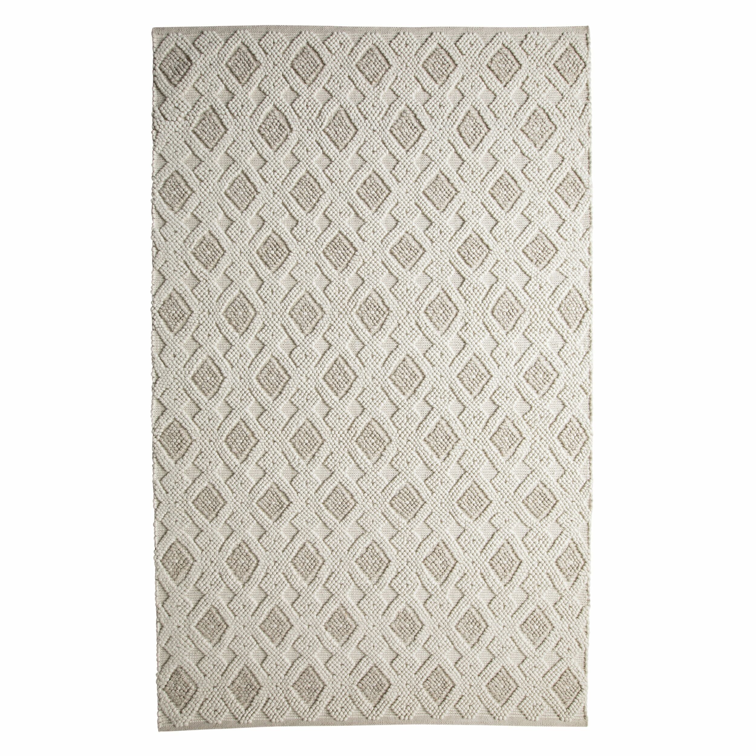 Layla Diamond Hand-Woven Wool Blend Natural & Cream Rug 240x150cm