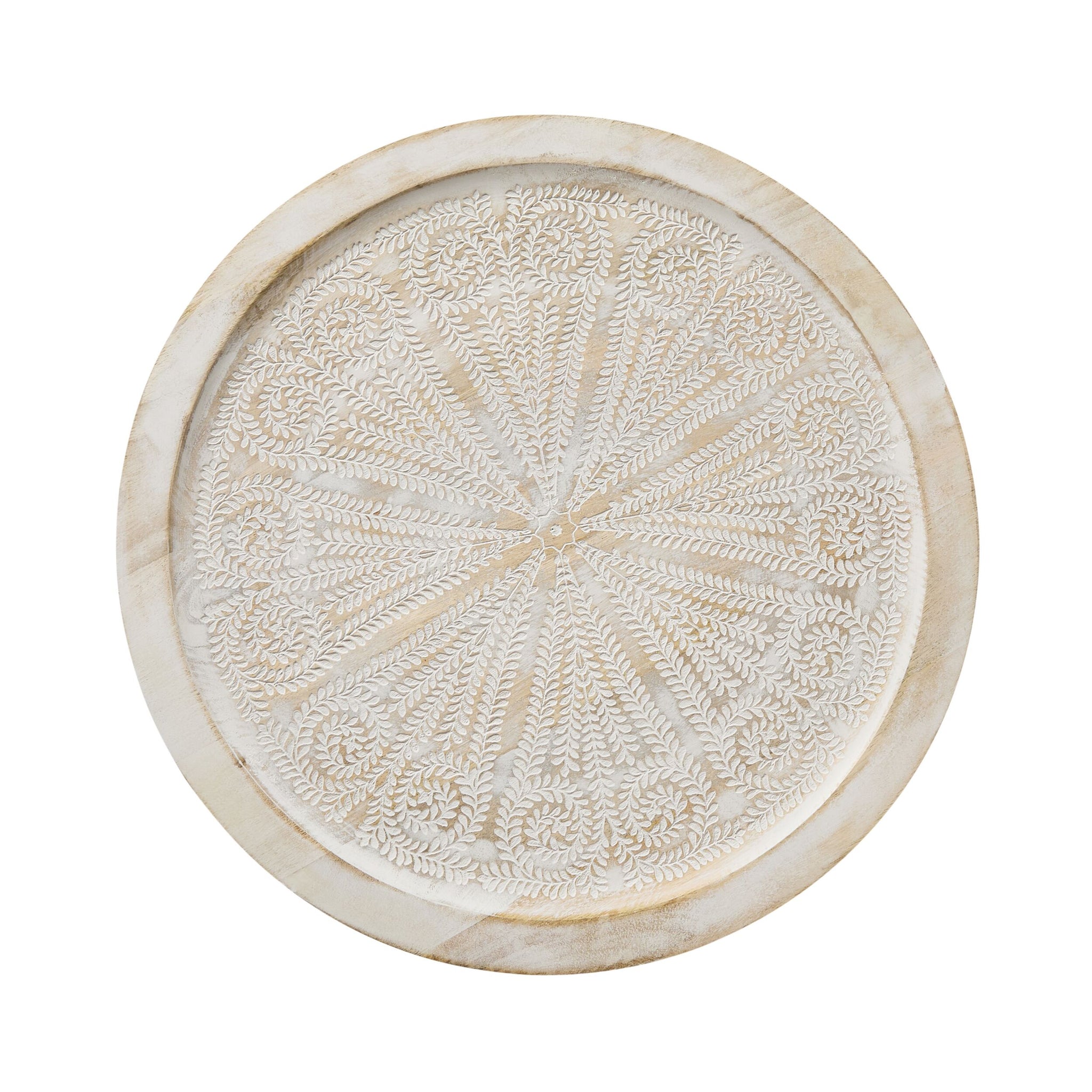 Pavan White Washed Wooden Side Table 48cm