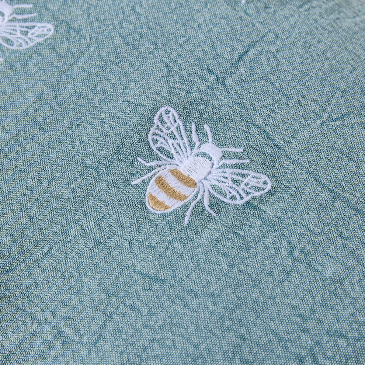 Stitch Beehive Embroidered Cushion Chambray