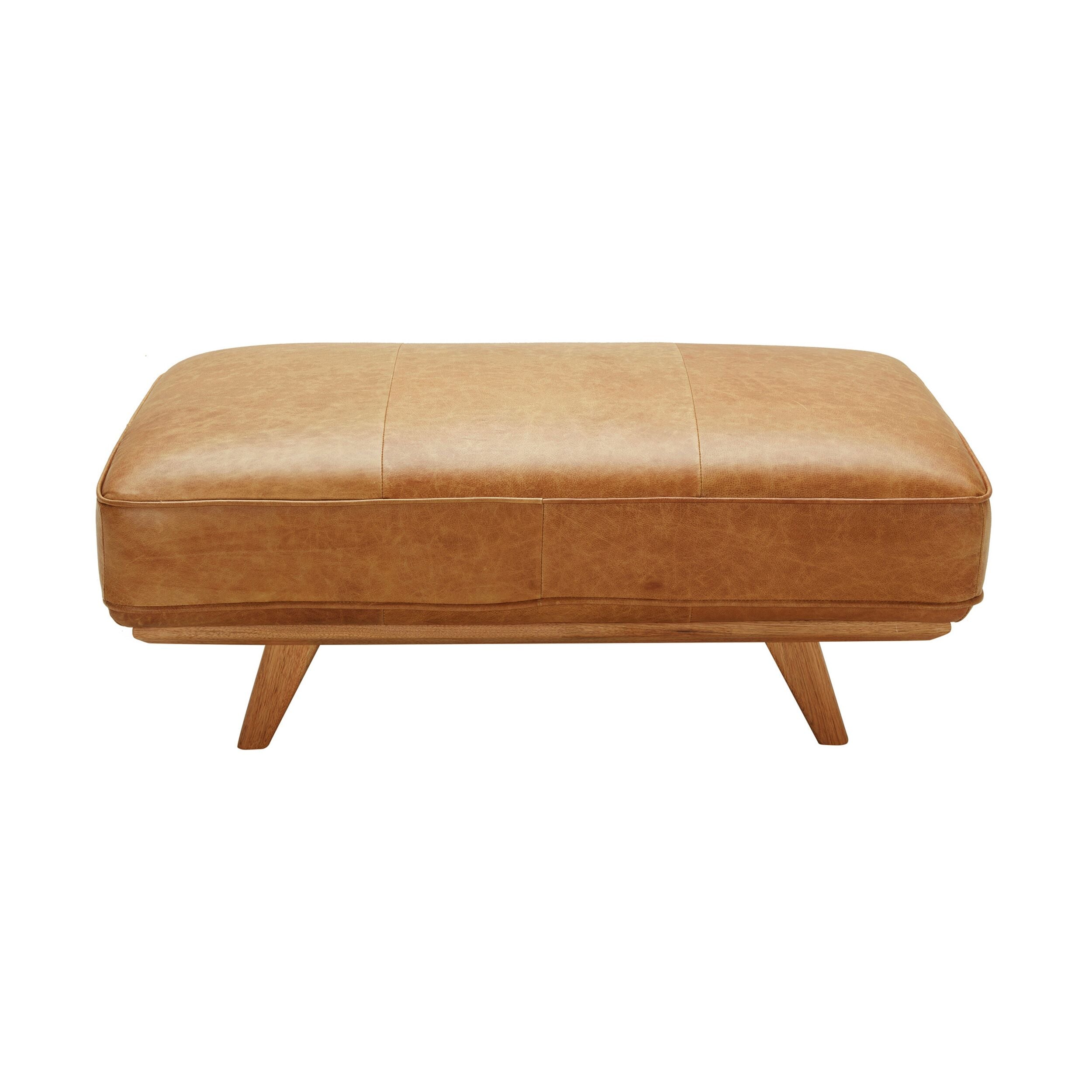 Carson Leather Ottoman Dakota Vintage Brown | Upholstery