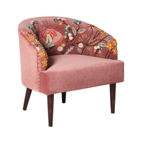 Freya Embroidered Occasional Chair Pink Velvet