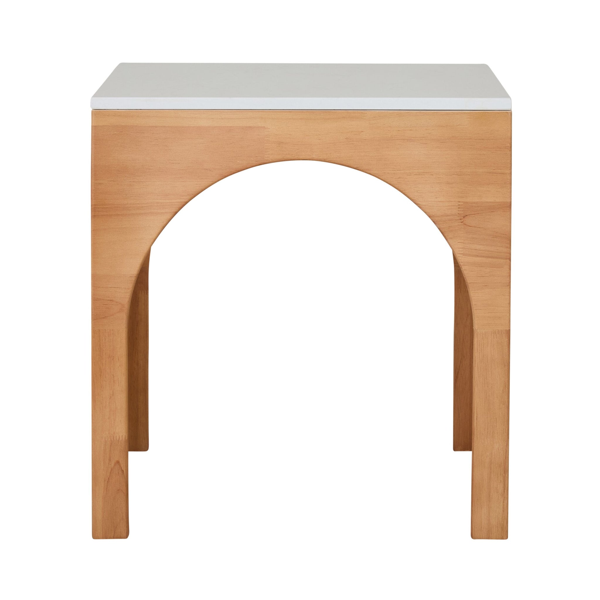 Marble Arched Wooden Side Table 45cm